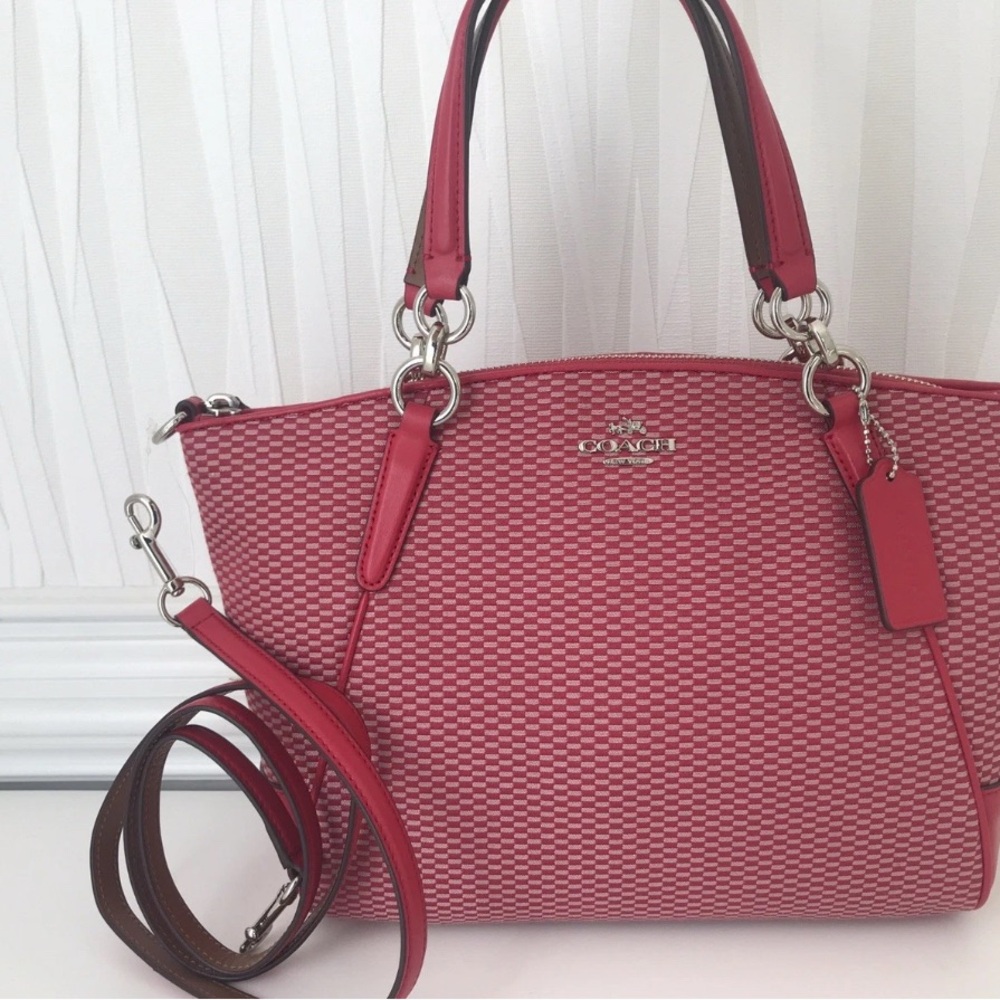 NWT COACH PURSE KELSEY SATCHEL JACQUARD COACH F57244 PINK